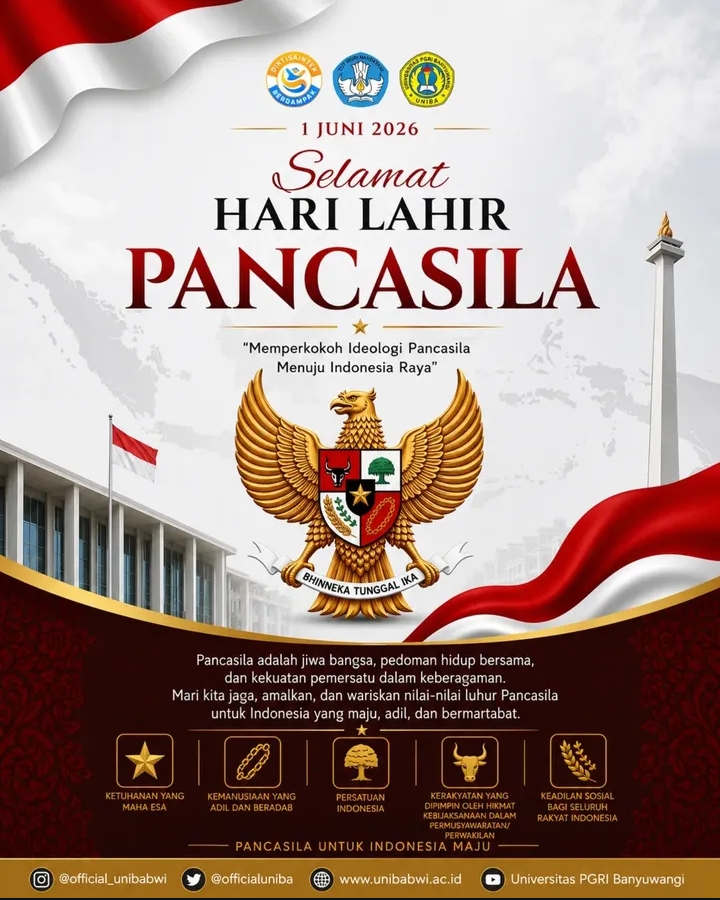 Selamat Memperingati Hari lahir Pancasila 1 Juni 2026 "Memperkokoh Ideologi Pancasila Menuju Indonesia Raya"