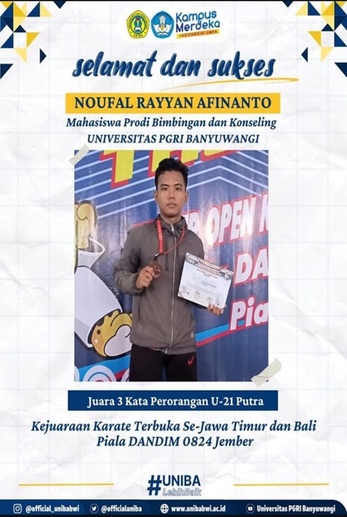 Selamat dan Sukses Mahasiswa Prodi Bimbingan dan Konseling FKIP UNIBA Juara 1 Kejuaraan Karate Piala Bupati Bondowoso