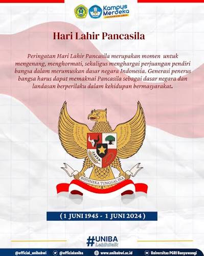 Selamat Memperingati Hari lahir Pancasila 1 Juni 2024